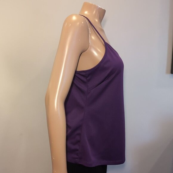 3/$20 Florentine Cami Tank Top Womens Large Royal Purple Vneck Stretchy Slip - Picture 8 of 10